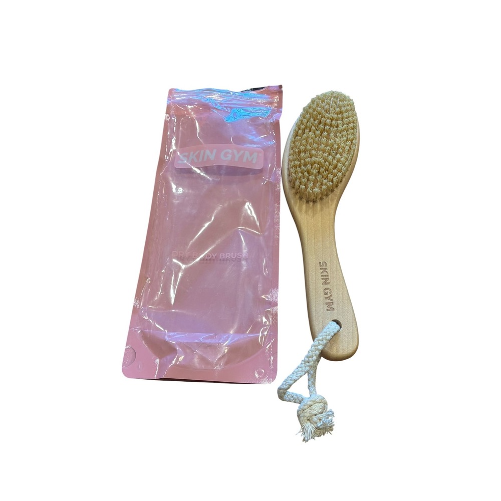 Skin Gym Dry Body Brush Natural Bristles Wood Handle Lymphatic Drainage Unsealed